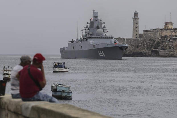 Russian Navy Admiral Gorshkov frigate arrives at the port of Havana
