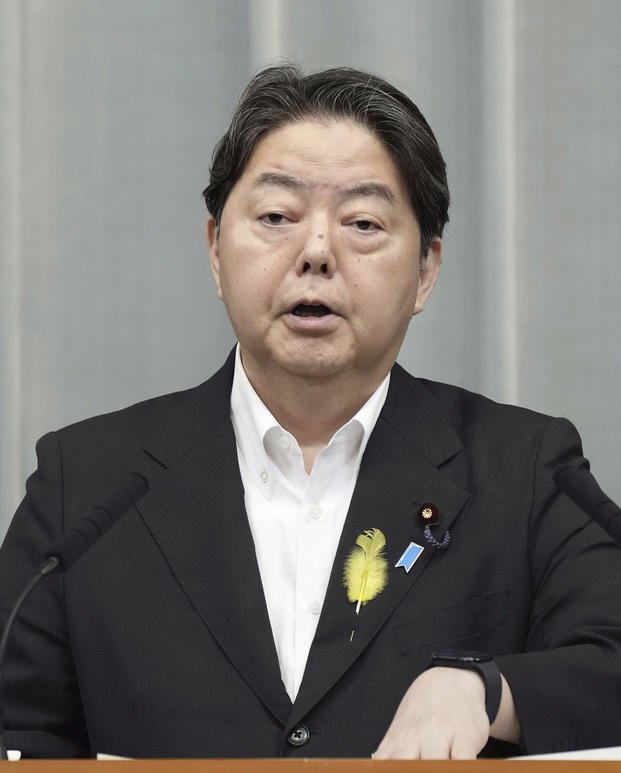 Japan's Chief Cabinet Secretary Yoshimasa Hayashi speaks at a press conference