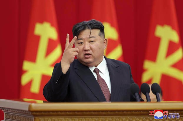 North Korean leader Kim Jong Un delivers a speech