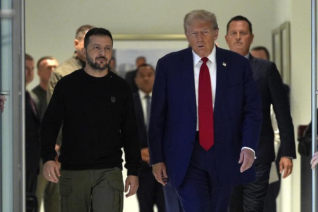 former President Donald Trump meets with Ukraine's President Volodymyr Zelenskyy