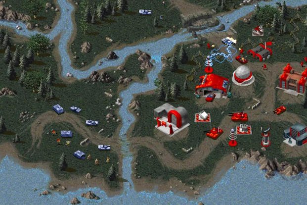 A scene from the video game 'Command and Conquer: Red Alert.'