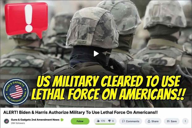 Rumble video declares DoD authorized military to use lethal force on Americans