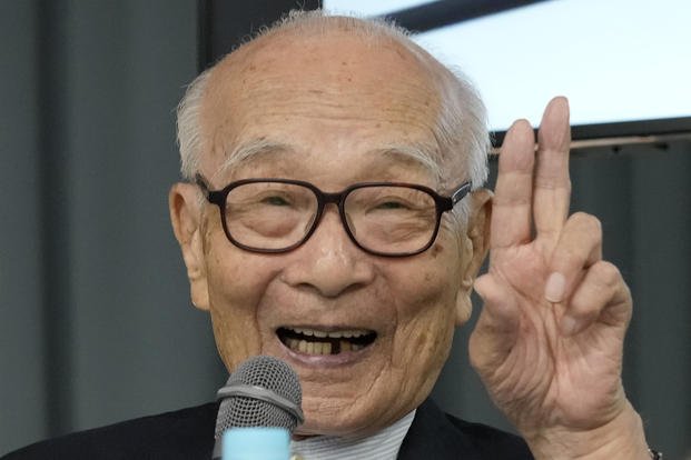 Terumi Tanaka speaks during a press conference in Tokyo.
