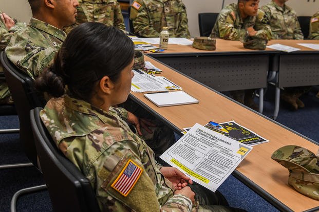 The Army Emergency Relief program is explained to junior non-commissioned officer during a focus group at United States Garrison Humphreys, Oct. 18, 2022. (U.S. Army photo by Sgt. Courtney Davis)