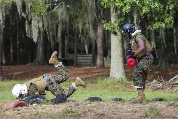 Marines pugil stick competition at Parirs Island