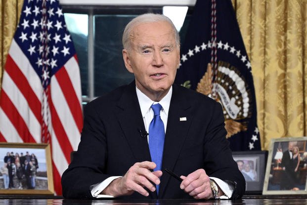 President Joe Biden speaks from the Oval Office