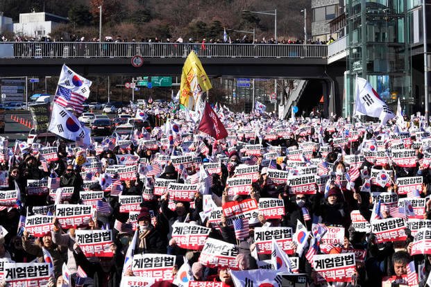 Supporters of impeached South Korean President Yoon Suk Yeol stage a rally