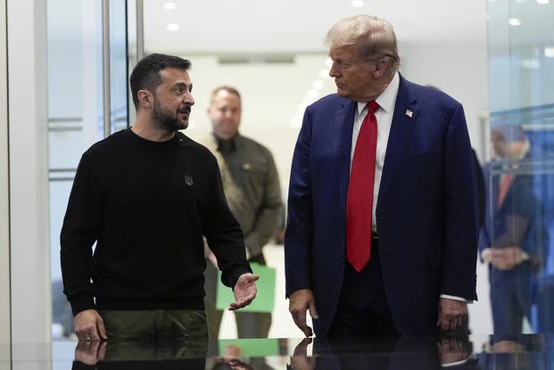 President Donald Trump meets with Ukraine's President Volodymyr Zelenskyy at Trump Tower