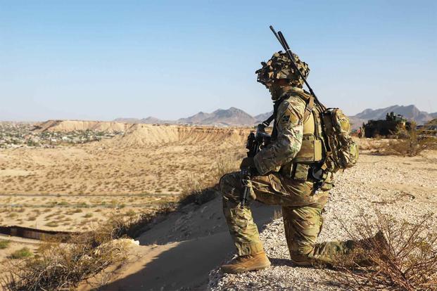 A soldier provides surveillance on the News Mexico border