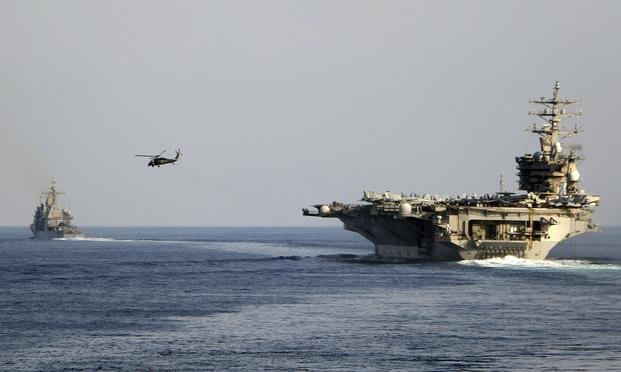 USS Dwight D. Eisenhower crosses the Strait of Hormuz into the Persian Gulf 