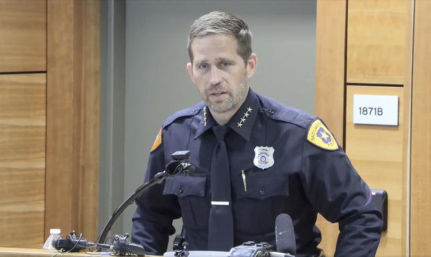 Salt Lake City Police Chief Brian Redd speaks to the media 