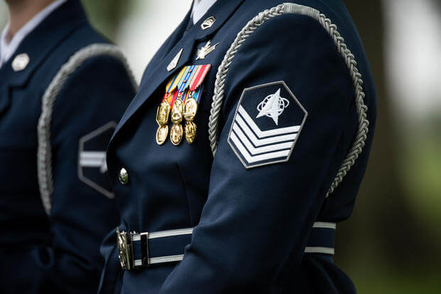 Space Force Honor Guard at a military funeral at Arlington National Cemetery