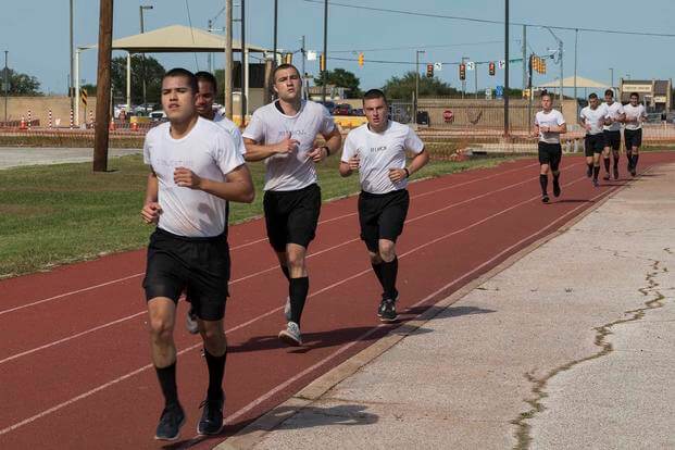 Battlefield Airmen Preparatory Course candidates participate in physical exercises at Joint Base San Antonio-Lackland, Texas.