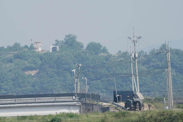 A North Korean military guard post