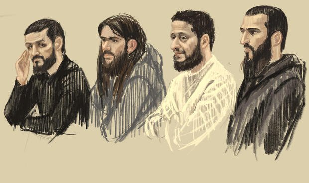 Mohamed Abrini, Osama Krayem, Salah Abdeslam and Sofiane Ayari