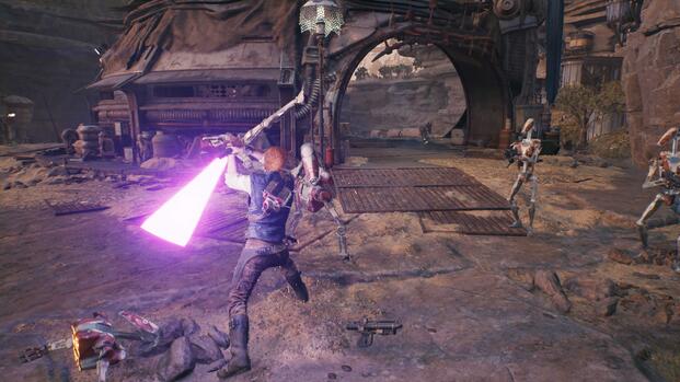 Attacking droids in Star Wars Jedi Survivor