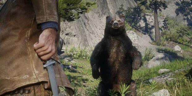 Red Dead Redemption 2 Arthur versus the legendary bear