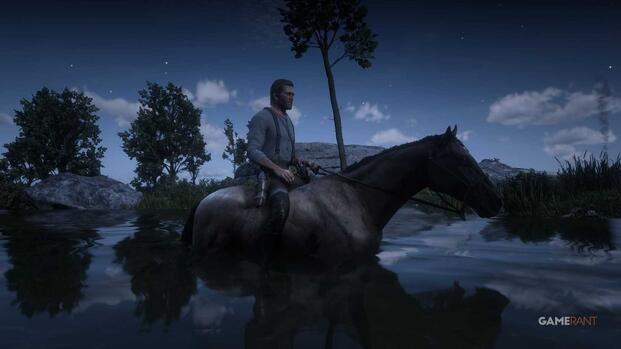 Red Dead Redemption 2 - Tame Horse In Water