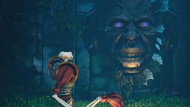 Talking to an NPC in MediEvil (2019)