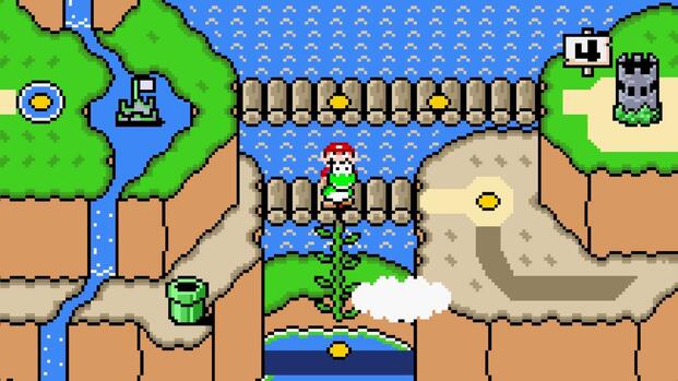 The world map in Super Mario World (SNES)