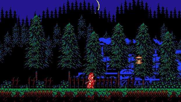 Exploring a level in Bloodstained Curse Of The Moon (2018)