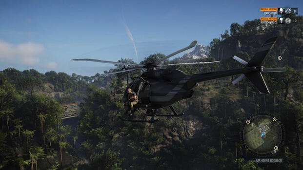Riding in a helicopter in Tom Clancy's Ghost Recon Breakpoint (2019)