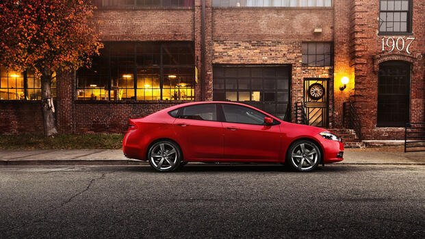 Red 2015 Dodge Dart GT side