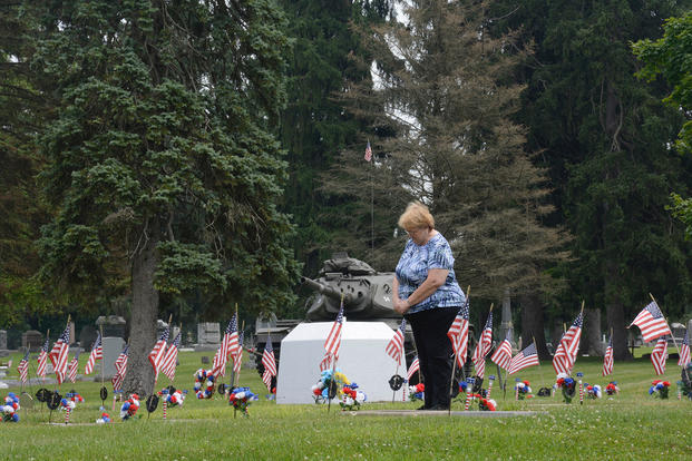 Military spouse in Cemetery