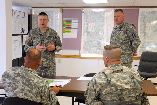 Army reservists in classroom