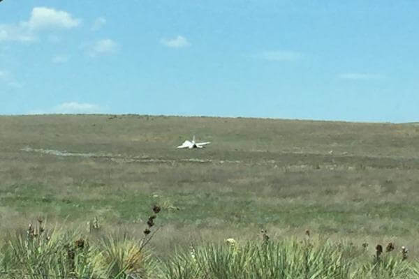 The Thunderbirds aircraft that crashed in a field near the Air Force Academy in Colorado Springs, Colorado. (Photo courtesy Cece Beynon.)