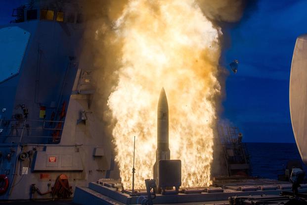A Standard Missile-2 (SM-2) Block IIIA guided missile is launched from the USS John Paul Jones (DDG-53) during a Missile Defense Agency and U.S. Navy test over the Pacific Ocean in 2014. Leah Garton/Missile Defense Agency
