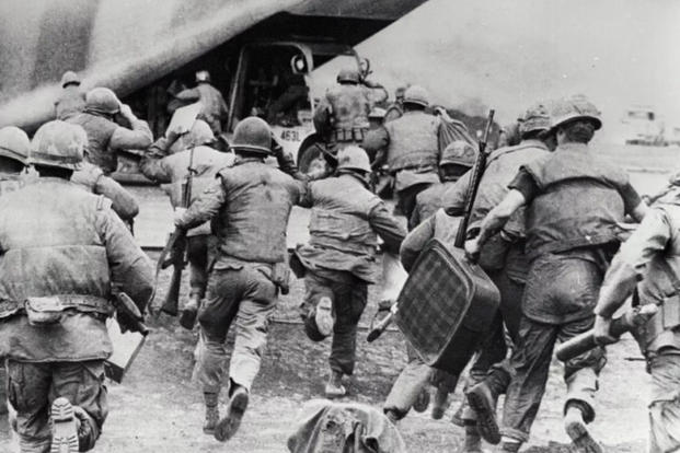 The final evacuation of Khe Sanh base complex. circa 1 July 1968
