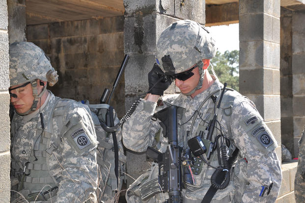 Paratroopers from 3rd Brigade Combat Team, 82nd Airborne Division, use Joint Tactical Radio System radios to communicate during a field exercise at Fort Bragg, N.C., in 2011. Ashley Blumenfeld, JPEO JTRS