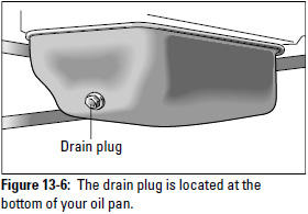 Figure 13-6: The drain plug is located at the bottom of your oil pan.