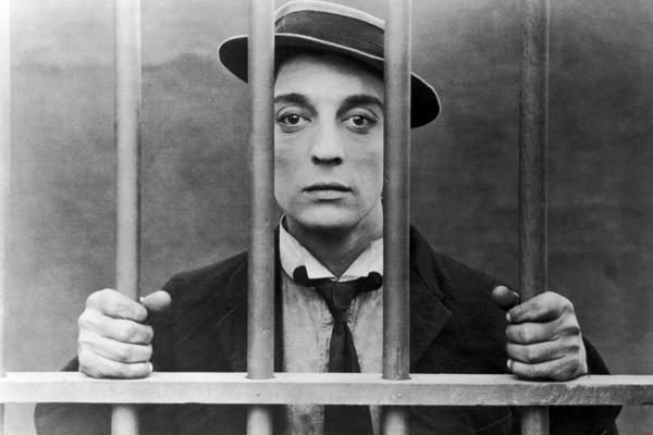 Buster Keaton behind bars.