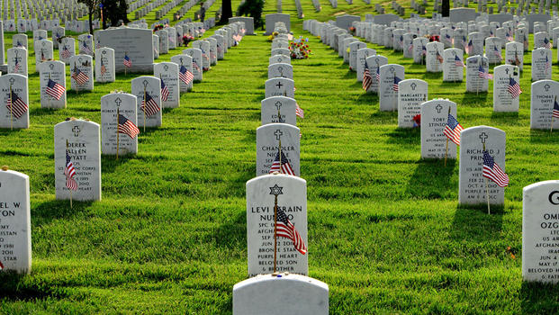 Soldiers Plant Flags at Arlington Cemetery