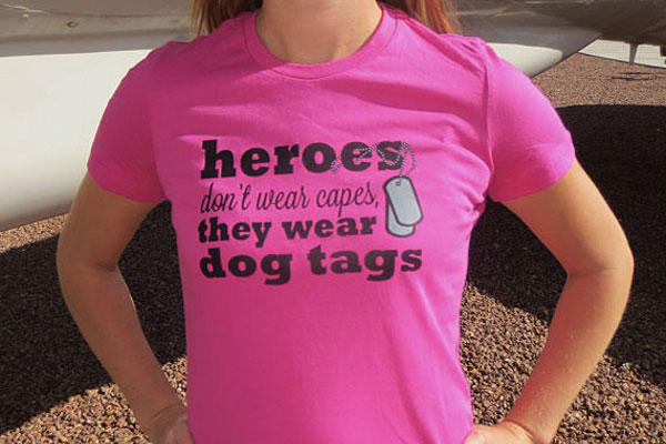A military spouse shirt from the Military Wives Rock shop on Etsy.