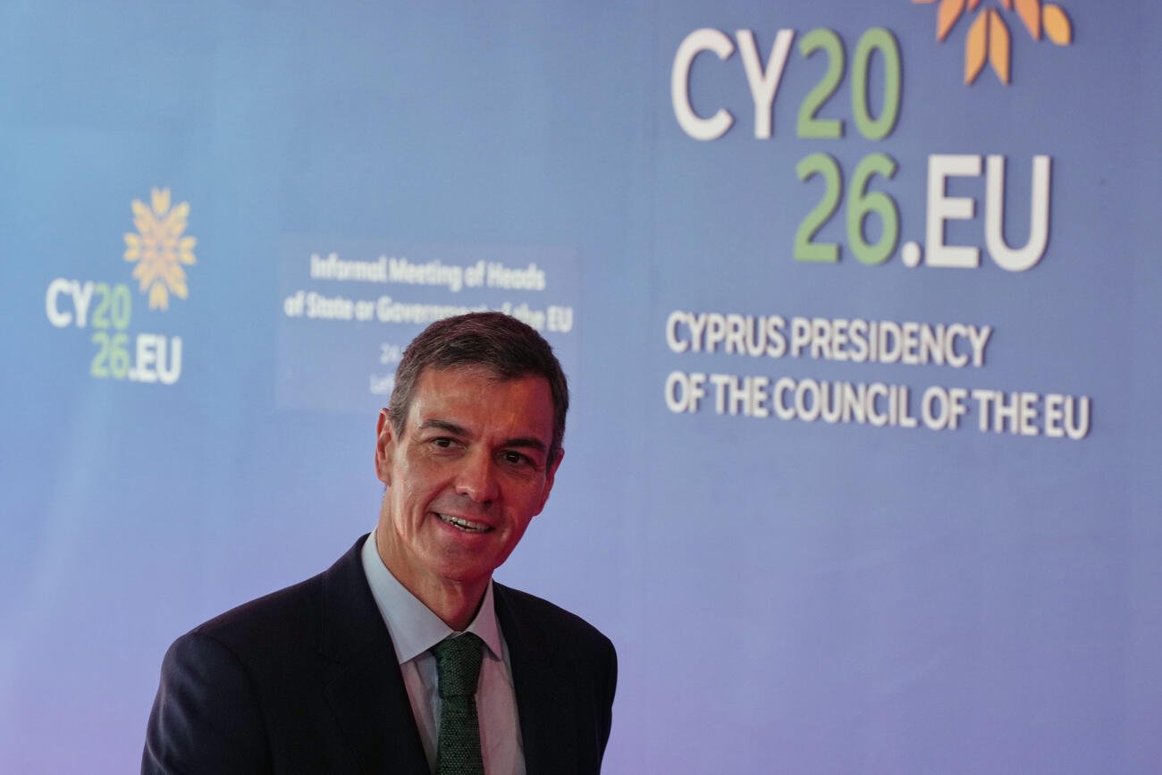 Spanish Prime Minister Pedro Sánchez at a NATO meeting discussing U.S. relations.