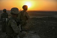 U.S. Marines with 2d Platoon, Bravo Company, 1st Battalion, 2d Marine Regiment, observe surrounding compounds during a security patrol in Washir District, Helmand Province, Afghanistan on September 29, 2014. (U.S. Marine Corps photo/John A. Martinez Jr.)