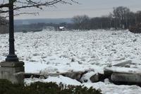 The threat of ice jams like this one on the Mohawk River prompted the New York State Division of Homeland Security to ask the New York National Guard to put Soldiers and Airmen on state active duty. (NY National Guard/ Command Chief Master Sgt. Shawn Peno)