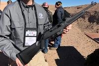 Ruger's 9mm PC carbine features a 16-inch barrel and an interchangeable magazine well, allowing it to take any 9mm magazine. (Photos by Hope Hodge Seck/Military.com)