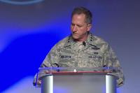 Gen. David Goldfein delivers his presentation on Air Force Innovation at the 2018 Air Warfare Symposium in Orlando on Feb. 23, 2018. Screen capture from a Defense Media Activity video