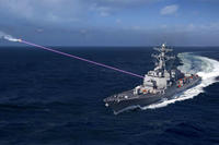 Artist’s rendering of the Navy's HELIOS shipboard laser weapon. (Image courtesy of Lockheed Martin)