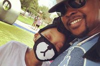 Tech. Sgt. Jean “Jay” Fleurantin, 723d Aircraft Maintenance Squadron electronic warfare technician, and his daughter, Zara, pose for a photo at Shands Children’s Hospital in Gainesville, Florida. (Courtesy photo)