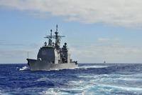 Guided-missile cruiser USS Lake Erie (CG 70) operates with other cruisers off the coast of Hawaii during Koa Kai 14-1. (U.S. Navy/Mass Communication Specialist 3rd Class Johans Chavarro)