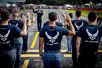 New Airmen take the oath of enlistment at an air show in Lakeland, Fla., in 2015. (Courtesy photo)