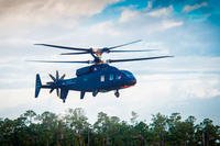 The SB&gt;1 Defiant helicopter conducting its maiden test flight at Sikorsky’s West Palm Beach, Florida site, March 21, 2019. (Courtesy Boeing)