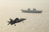 Two F-35B Lightning II aircraft from the F-35 Integrated Test Force (ITF) successfully landed onboard HMS Queen Elizabeth on November 1, 2018. (U.S. Navy/Liz Wolter)