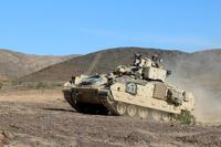Bradley fighting vehicle from the 3rd infantry Division’s 2nd Armored Brigade Combat Team at the National Training Center, Fort Irwin, California in early May 2019. (Matthew Cox/Military.com)