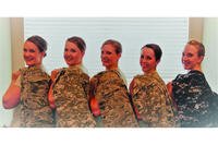 The five Puro sisters of Utah took different paths to military careers. Left to right: Tiara, Air Force; Tambra, Army Guard, Tayva, Air Guard; Ty'lene, Army Guard; Taryn, Navy. (Photo by Steve Puro)